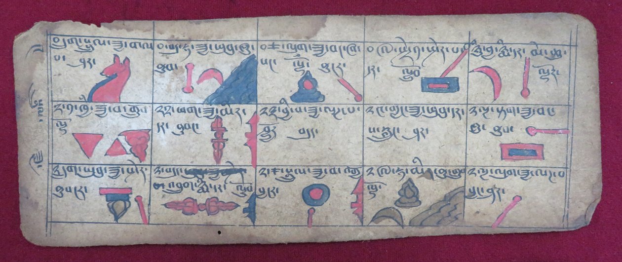 Almanaque astrológico Ersu para la mitad de un mes, con pictogramas Ersu Shaba y explicaciones en tibetano de Unbekannt Unbekannt