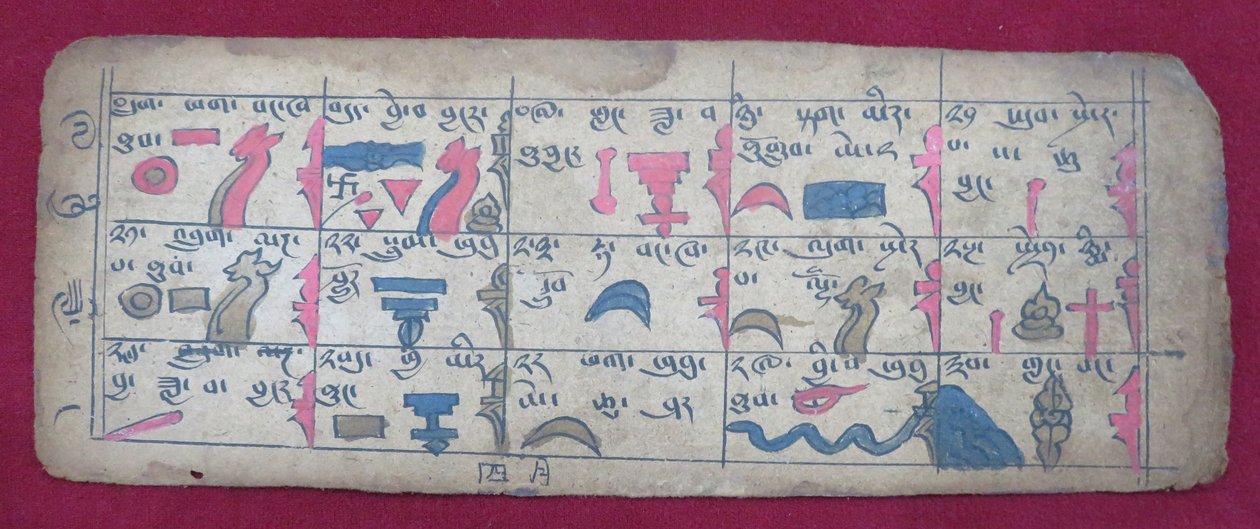 Almanaque astrológico Ersu para la mitad del 4º mes, con pictogramas Ersu Shaba y explicaciones en tibetano de Unbekannt Unbekannt