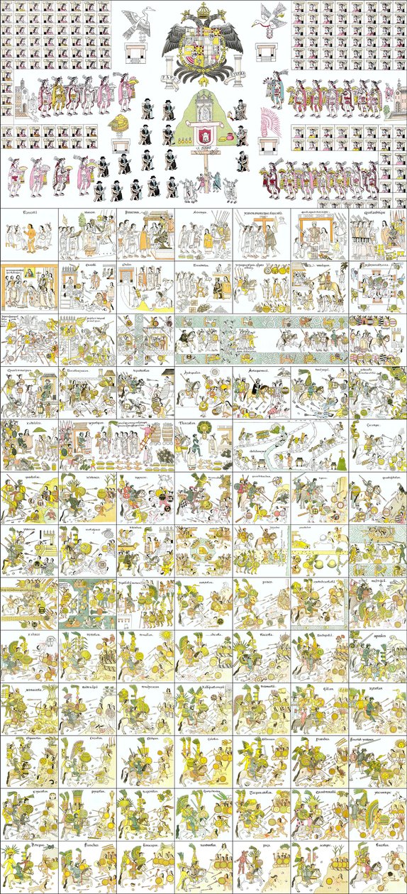 Imagen completa del Lienzo de Tlaxcala. Reproducción de 1773 de la versión original de 1584 de Unbekannt Unbekannt