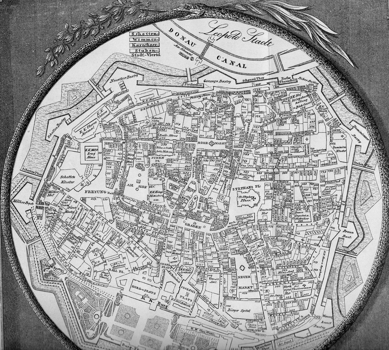 Plano de la ciudad interior de Viena, estado antes de 1854 de Unbekannt Unbekannt