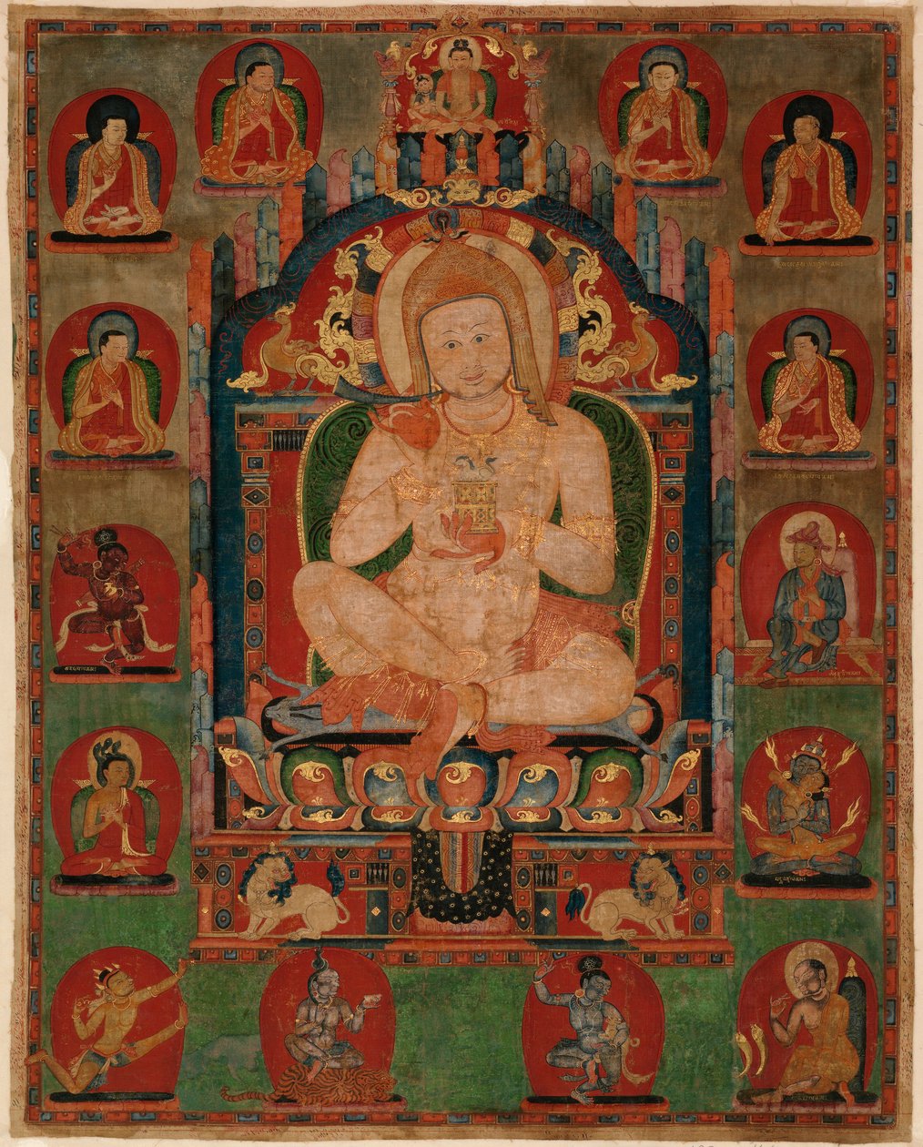Retrato de Jnanatapa rodeado de lamas y mahasiddhas de Unbekannt Unbekannt