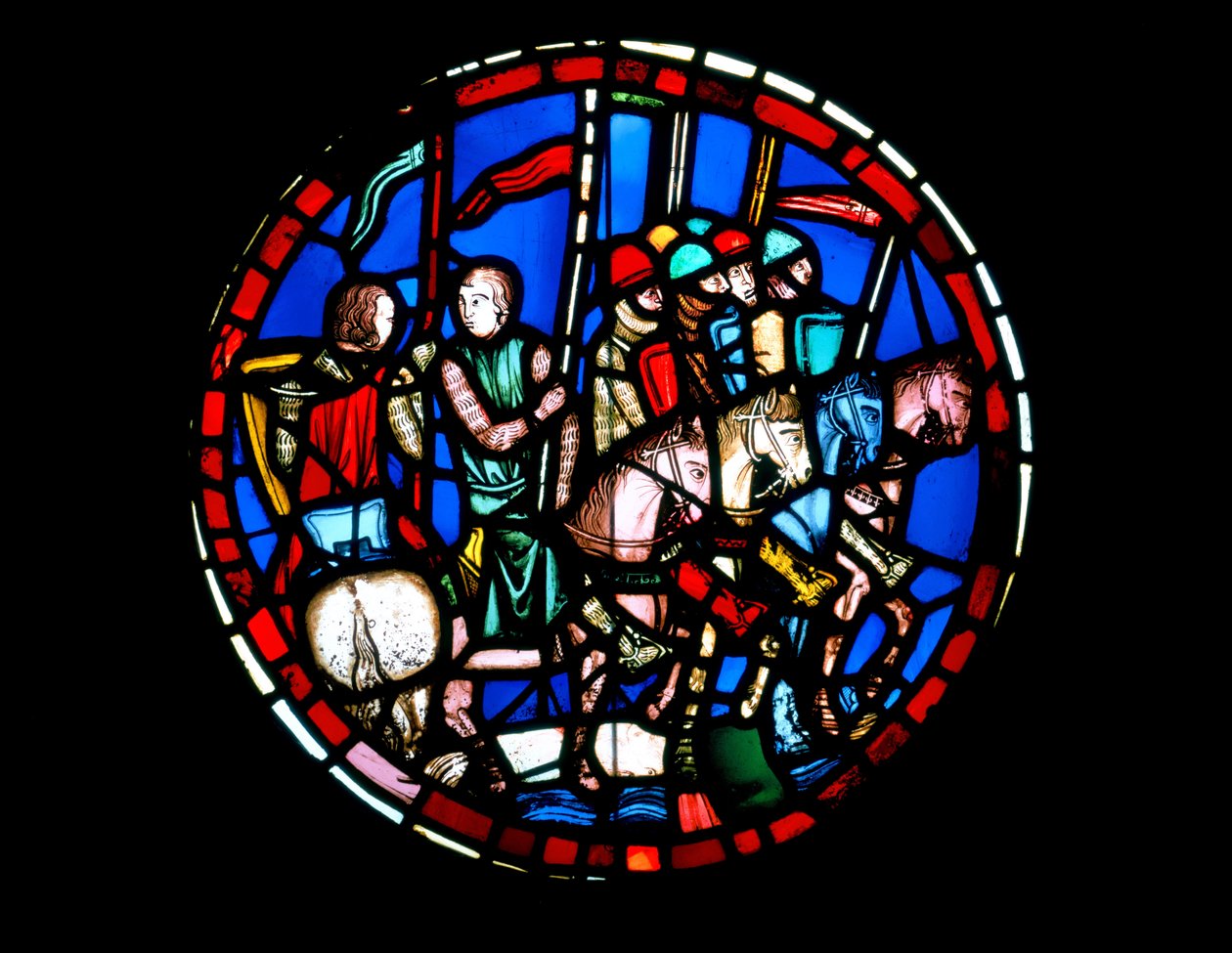 Rondel que representa al ejército de Holofernes cruzando el río Éufrates de Unbekannt Unbekannt