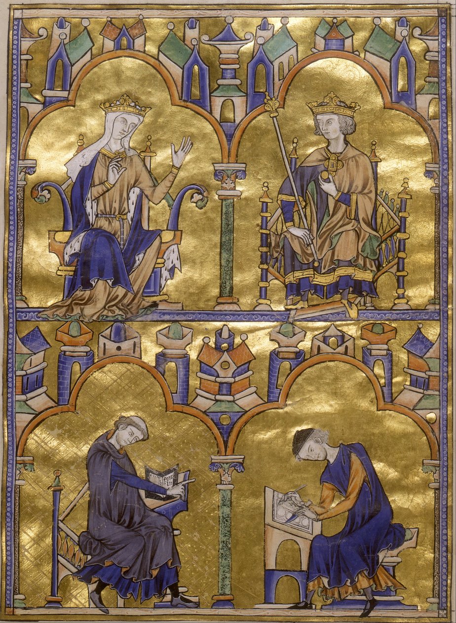 Blanca de Castilla y el Rey Luis IX de Francia; Autor Dictando a un Escriba de Unbekannt Unbekannt