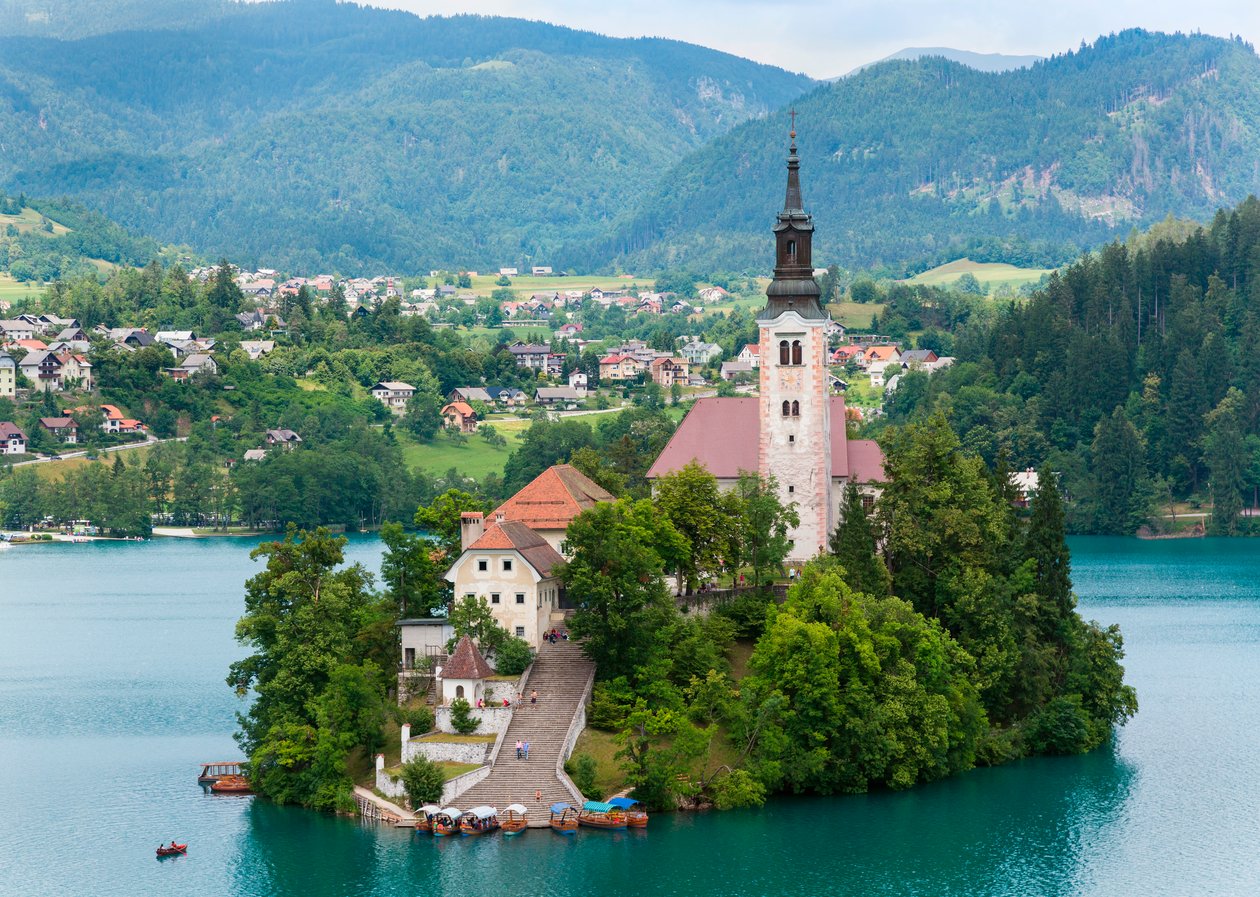Bled, Eslovenia. Iglesia de la Asunción, Isla de Bled de Unbekannt Unbekannt