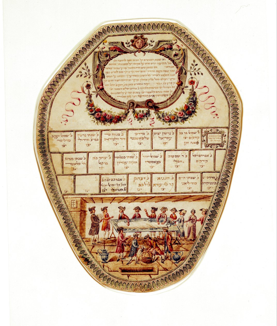 Placa de la sociedad de entierro con representación de los preparativos para el entierro de Unbekannt Unbekannt