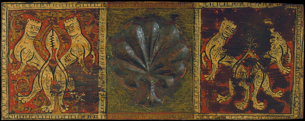 Panel de techo con hoja de palma y animales fantásticos de Unbekannt Unbekannt