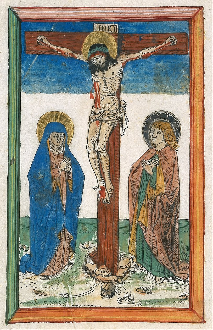 Cristo en la cruz entre la Virgen y San Juan (Crucifixión del canon) de Unbekannt Unbekannt