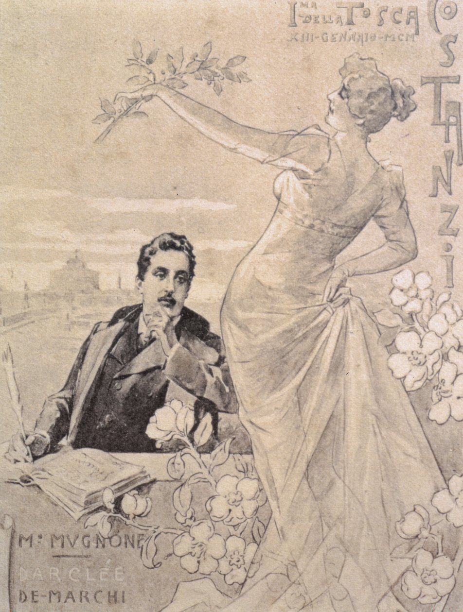 Tarjeta postal conmemorativa de la primera representación de la ópera 