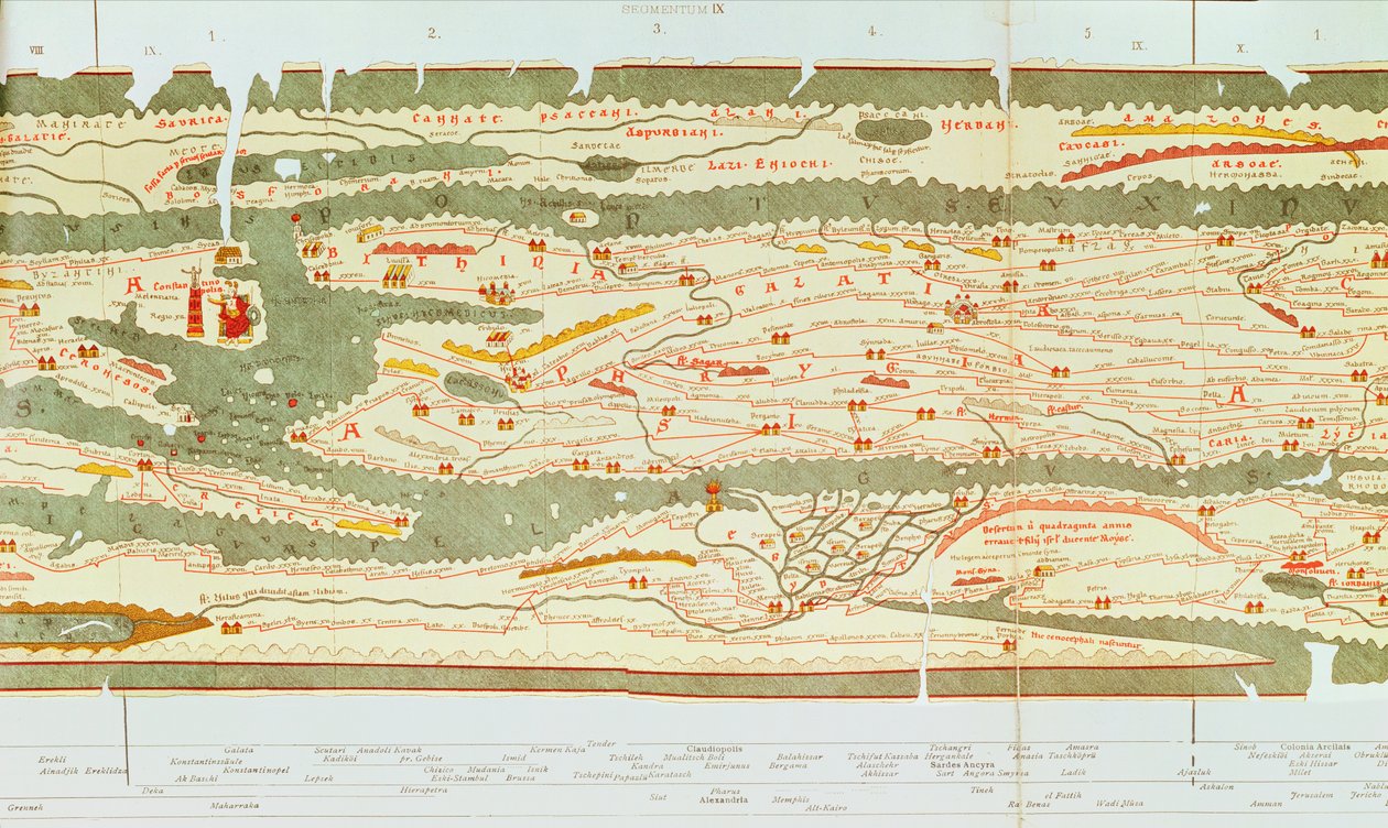 Detalle de Constantinopla y el Medio Oriente del mapa de Peutinger de Unbekannt Unbekannt