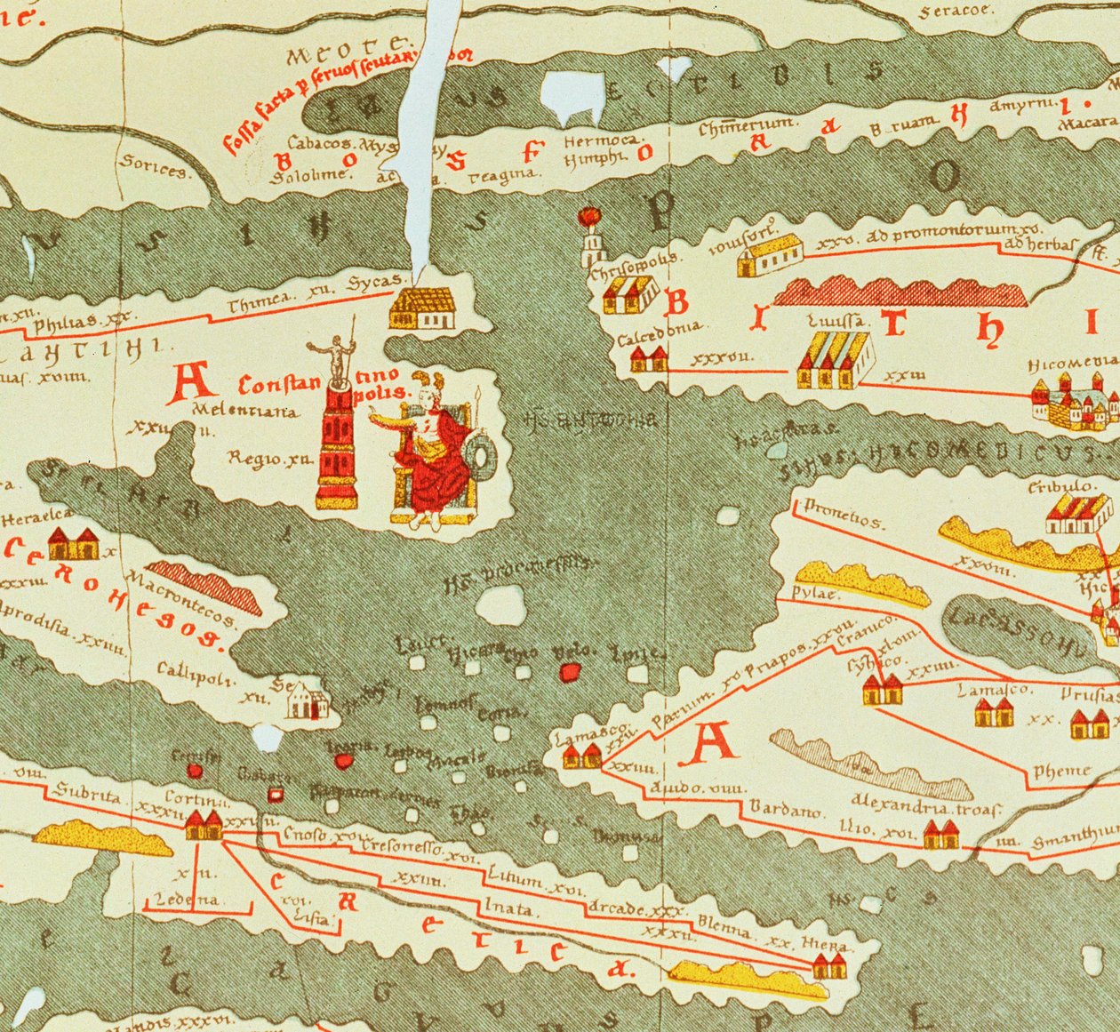 Detalle de Constantinopla del mapa de Peutinger de Unbekannt Unbekannt
