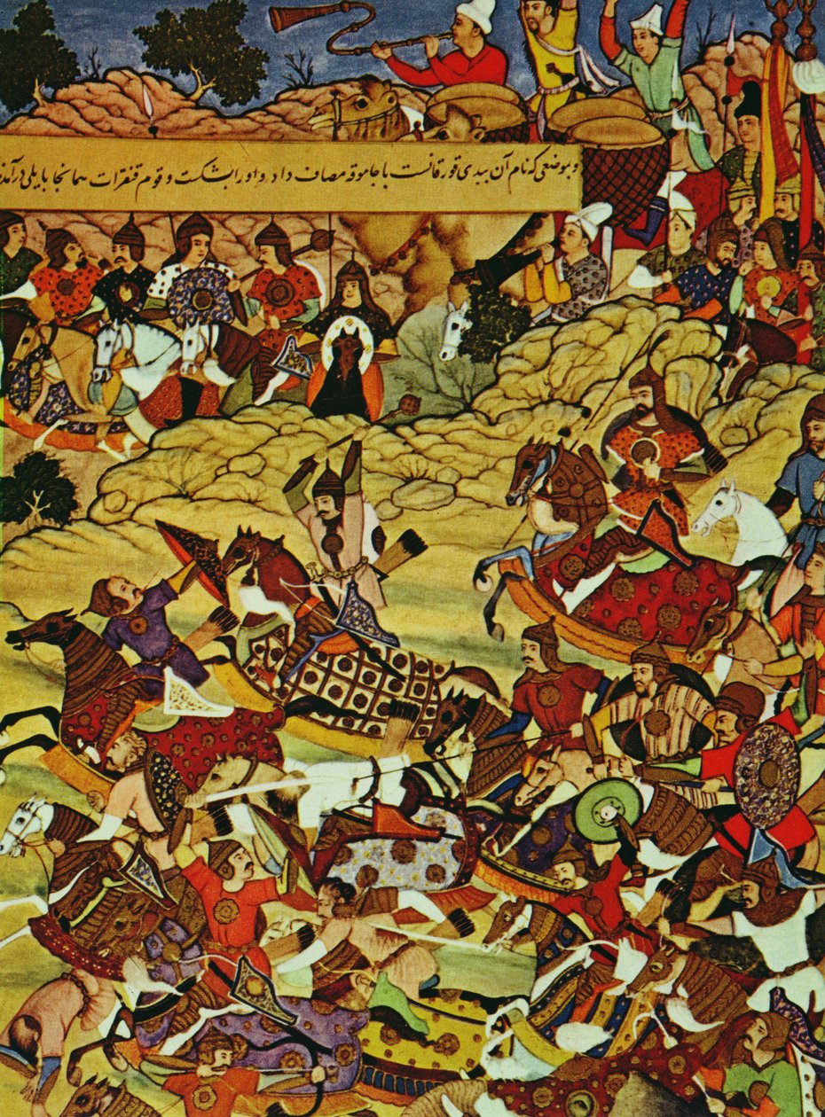 Genghis Khan en batalla, precedido por Gebe, uno de sus generales de Unbekannt Unbekannt