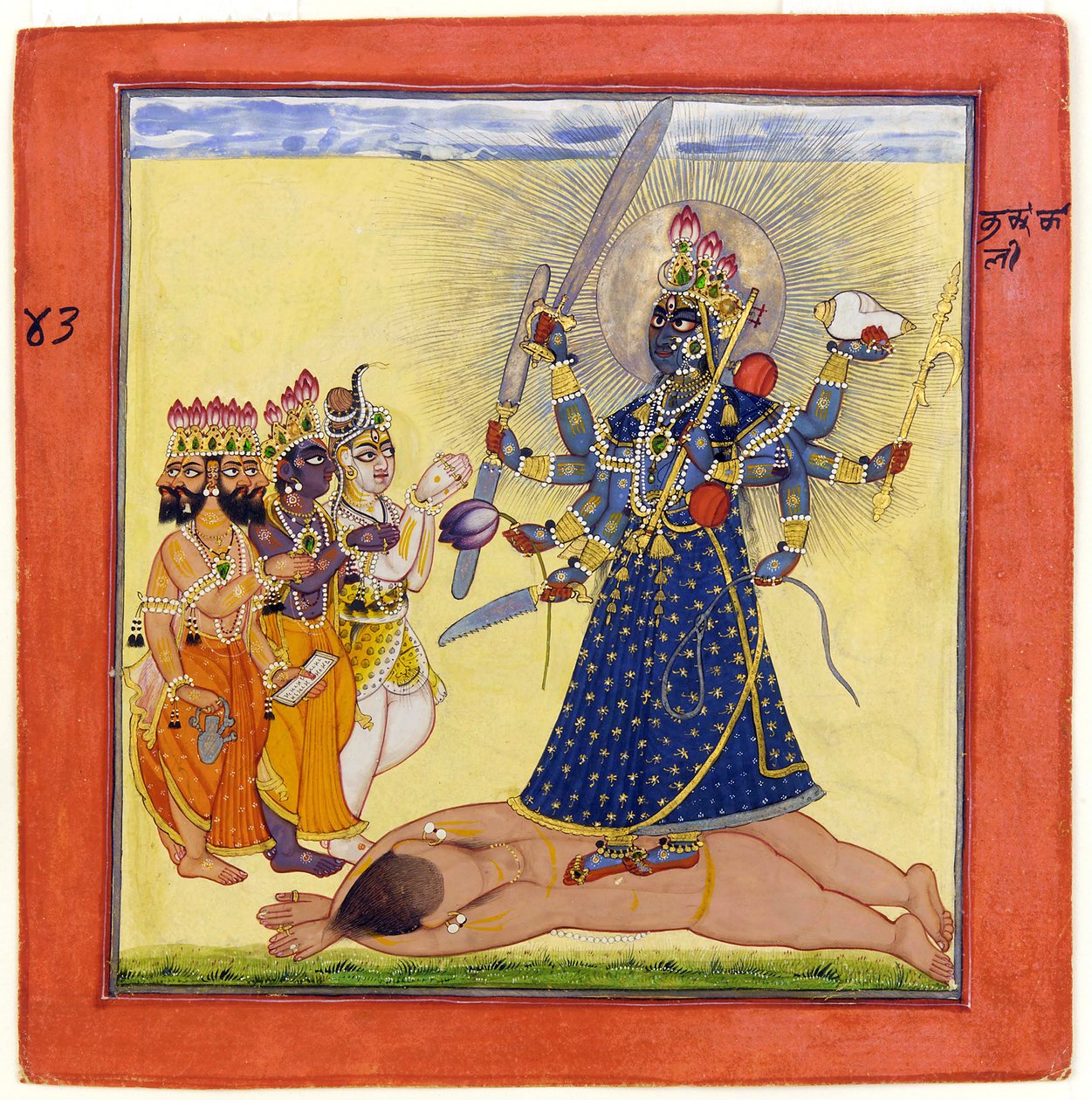 La diosa Bhadrakali adorada por los dioses - de una serie tántrica de Devi de Unbekannt Unbekannt