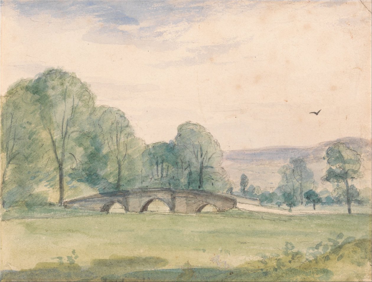 Paisaje con puente de Unbekannt Unbekannt