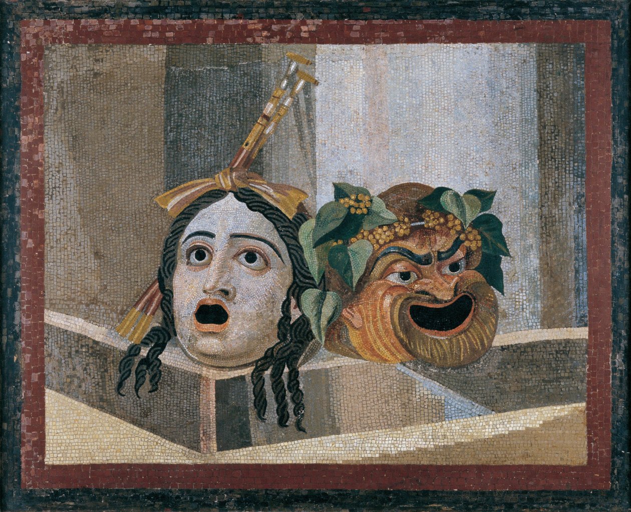 Mosaico de las máscaras teatrales de Unbekannt Unbekannt