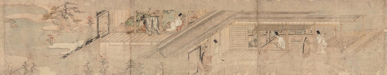Pergamino Narrativo sobre el Romance Amoroso de un Cortesano y una Chica en Sumiyoshi de Unbekannt Unbekannt