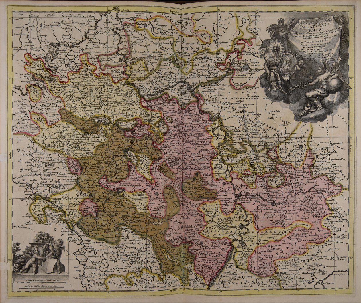 Mapa exquisito del Palatinado del Rin, incluyendo dominios y territorios adyacentes de Unbekannt Unbekannt