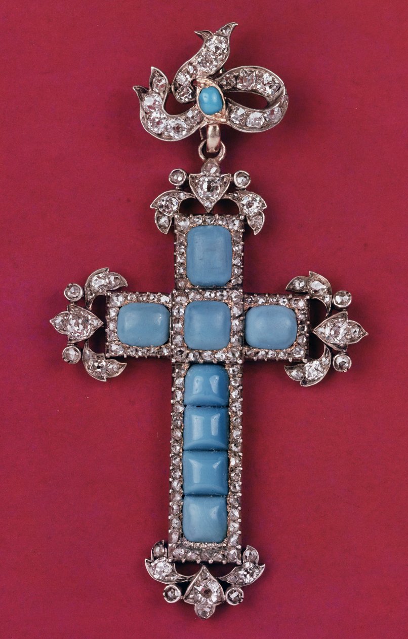Cruz colgante, c.1780 diamantes y turquesas de Unbekannt Unbekannt