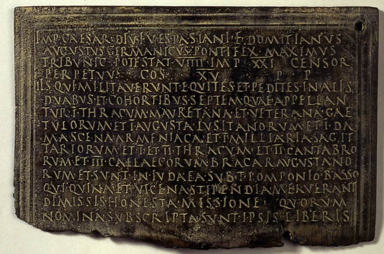 Diploma militar romano de Unbekannt Unbekannt