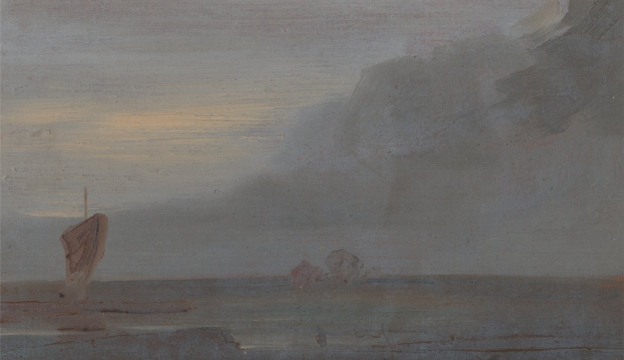 Paisaje marino con barcos- Atardecer de Unbekannt Unbekannt