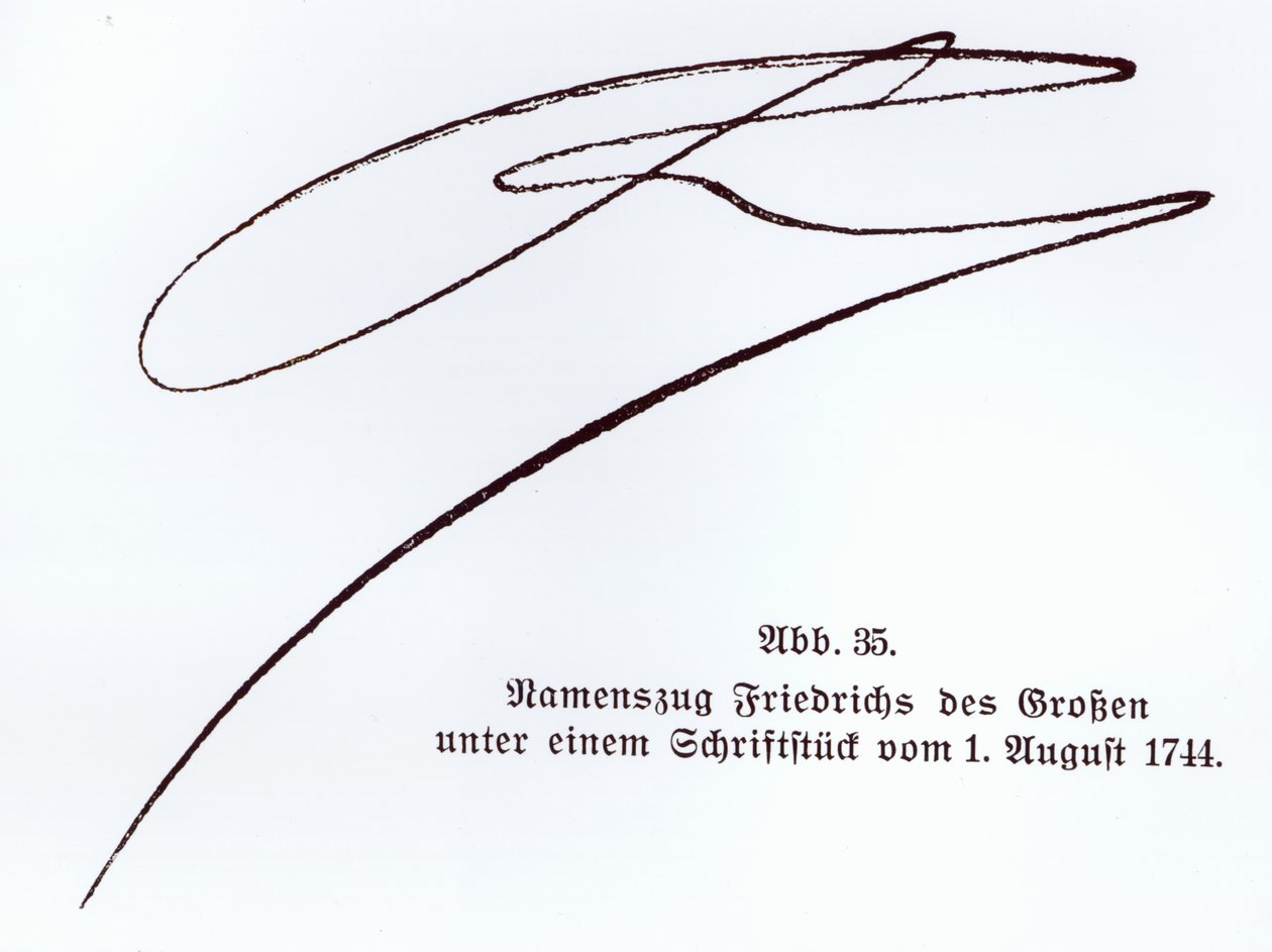 Firma de Federico el Grande, Rey de Prusia, 1 de agosto de 1744 de Unbekannt Unbekannt
