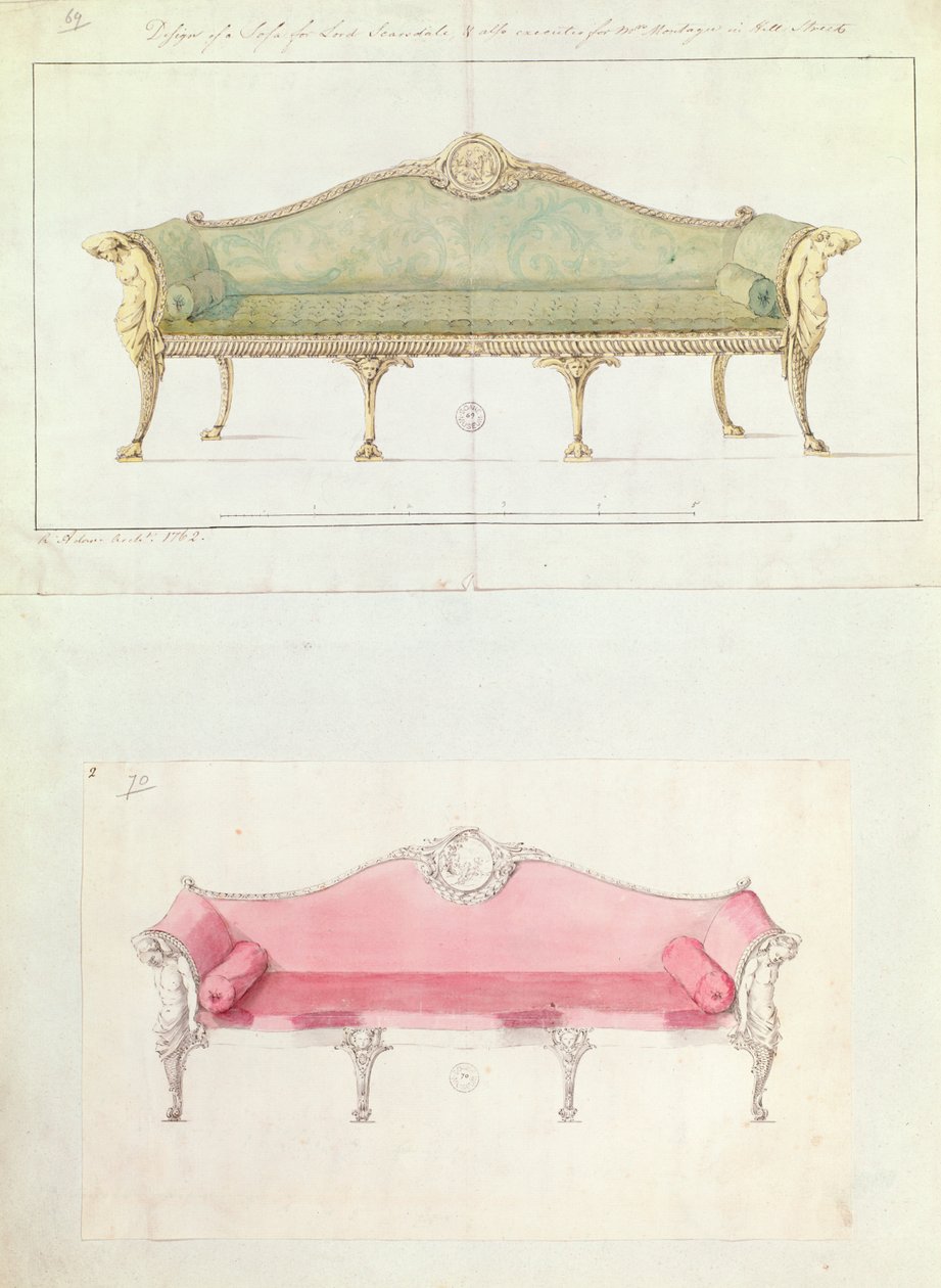 Sofá diseñado por Robert Adam, 1770s de Unbekannt Unbekannt