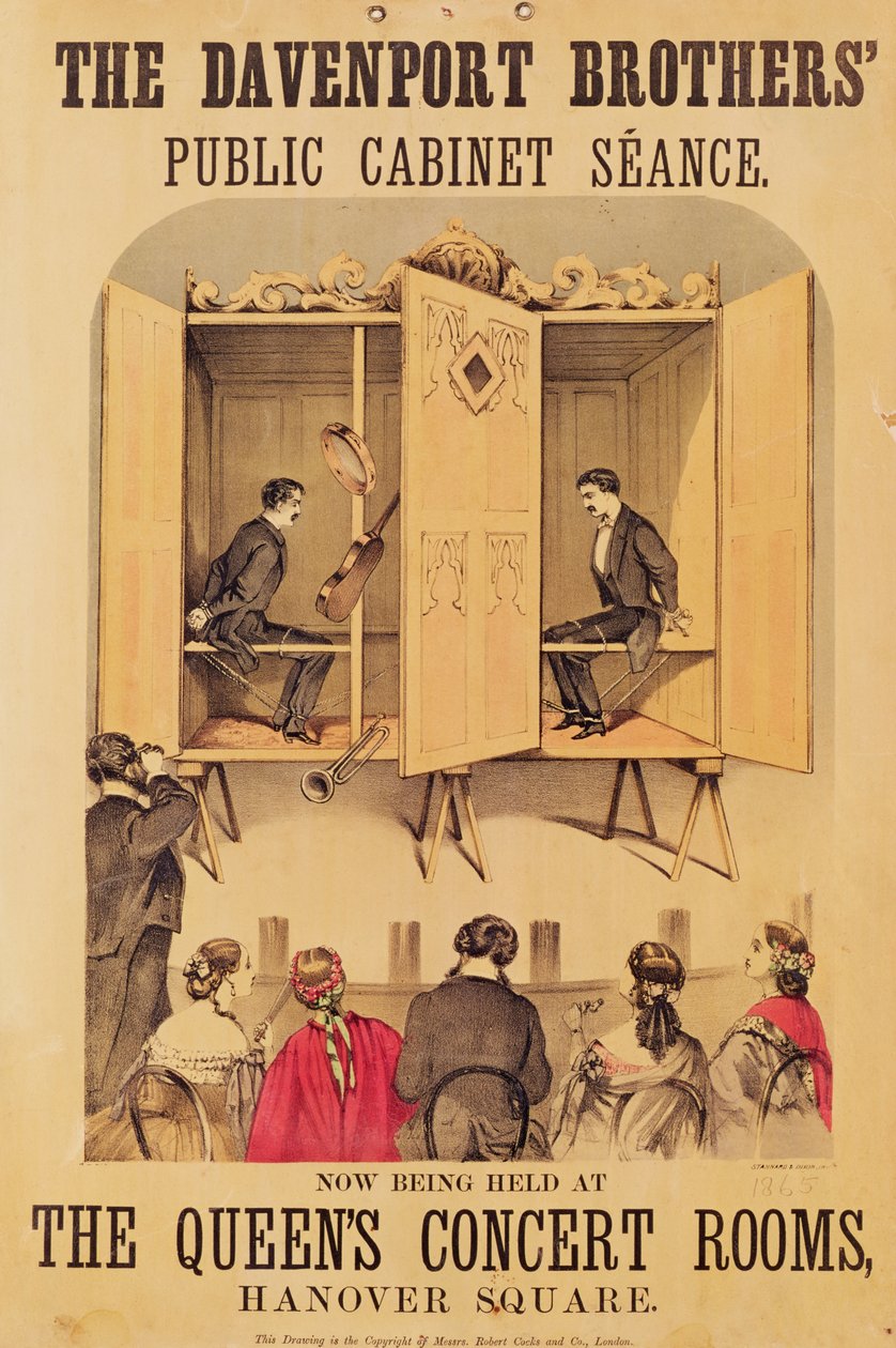 Los hermanos Davenport, cartel para la sesión, 1865 de Unbekannt Unbekannt
