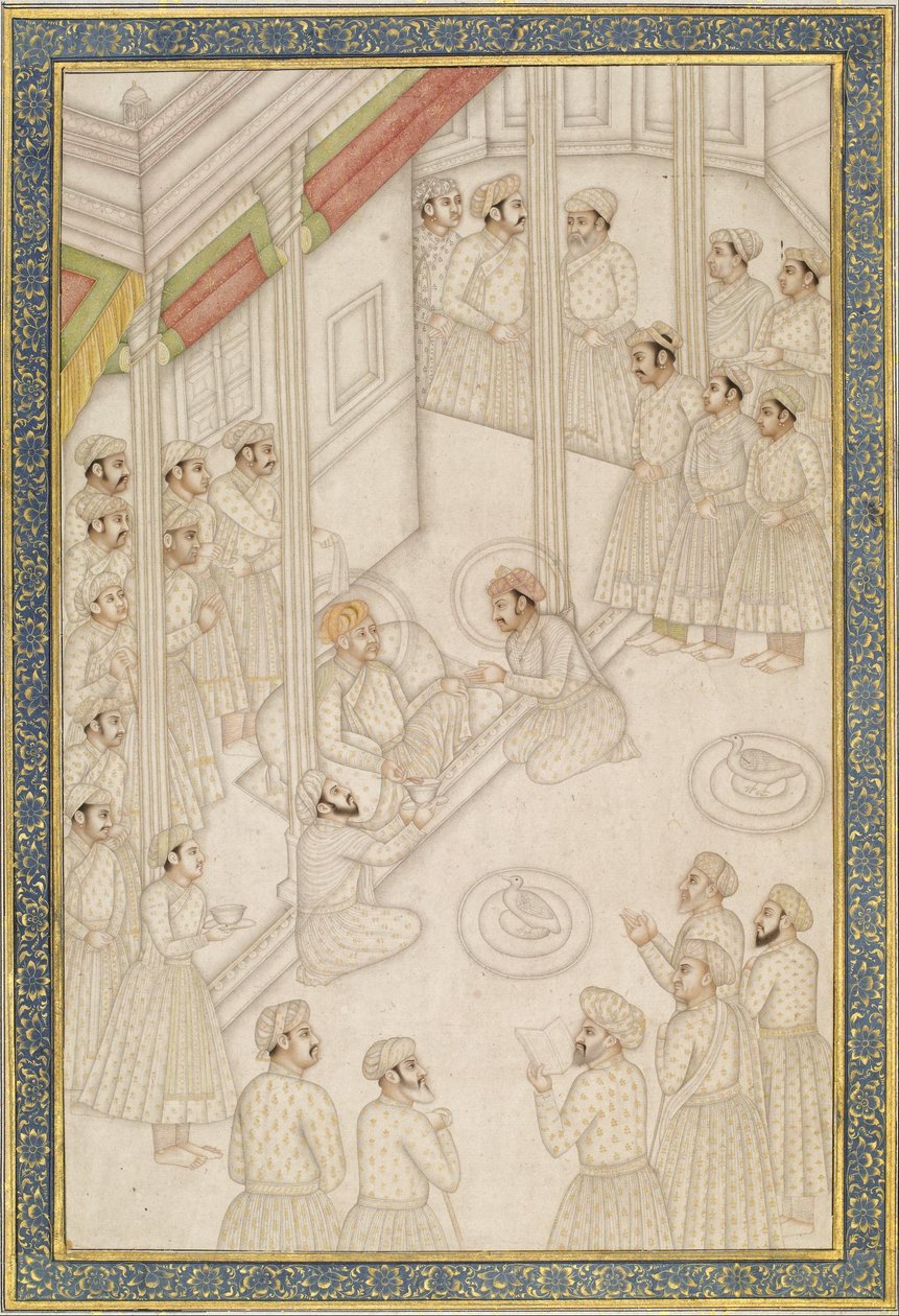 Emperador Mughal Akbar celebrando corte durante su última enfermedad de Unbekannt Unbekannt
