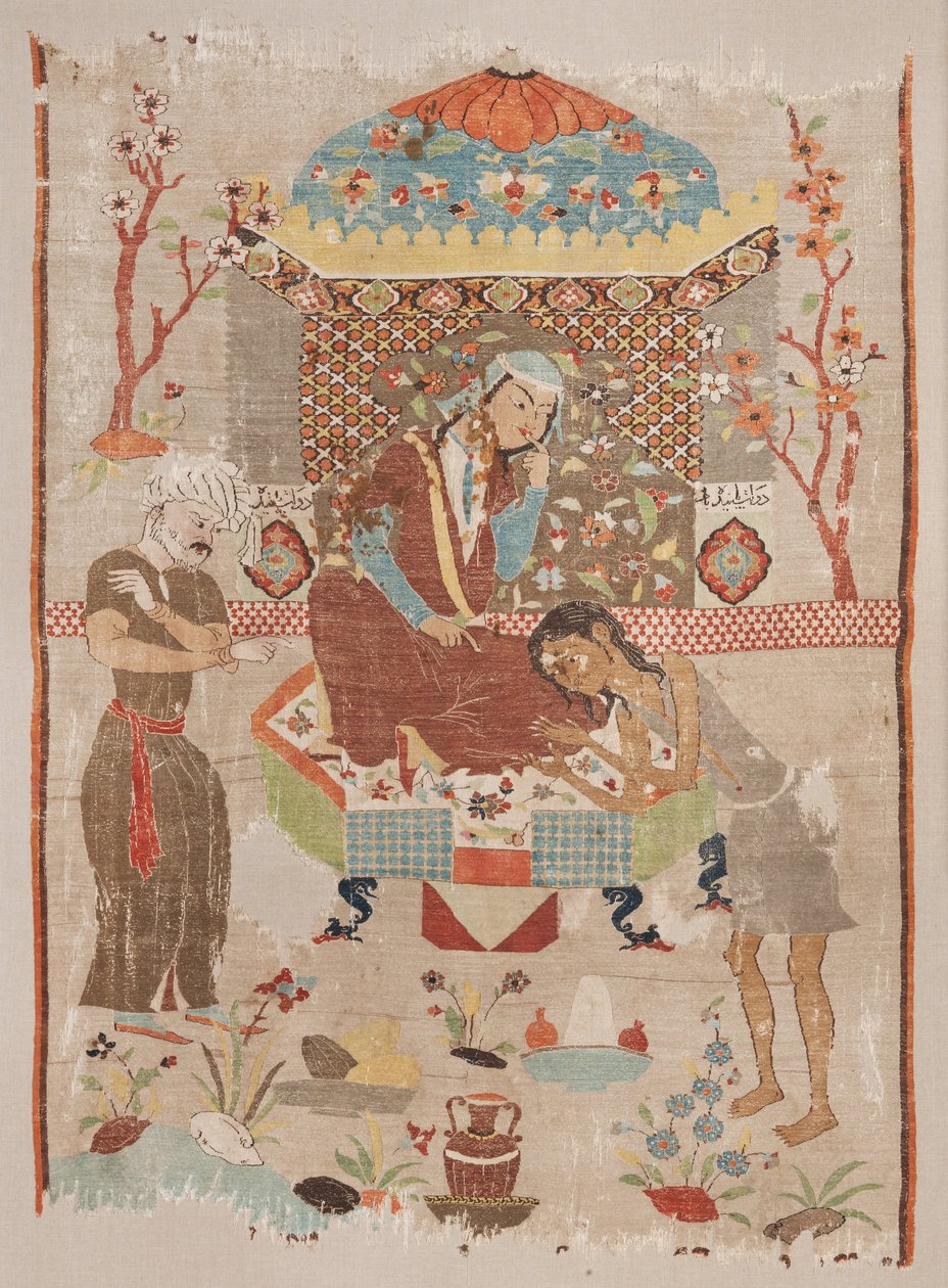 Tapiz de seda que representa la historia de Leila y Majnun de Unbekannt Unbekannt