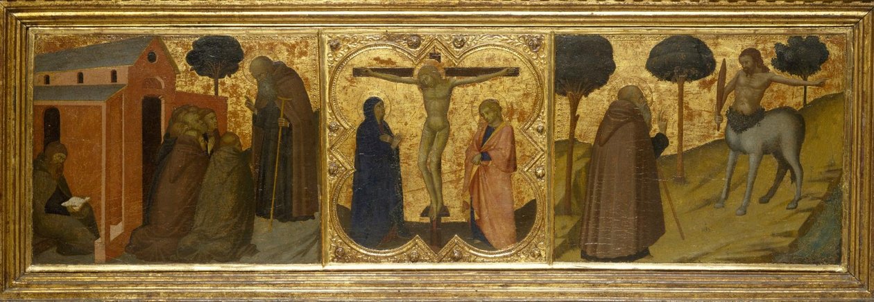 Desconocido italiano - San Antonio Abad predicando; Cristo en la cruz con la Virgen y San Juan; San Antonio Abad de Unbekannt Unbekannt