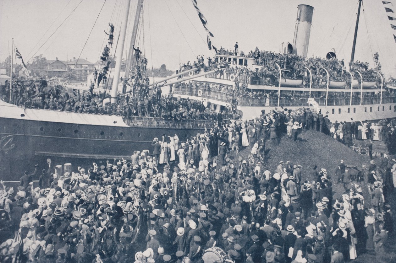 Tropas voluntarias canadienses embarcando en Victoria, Columbia Británica, Canadá de Unbekannt Unbekannt