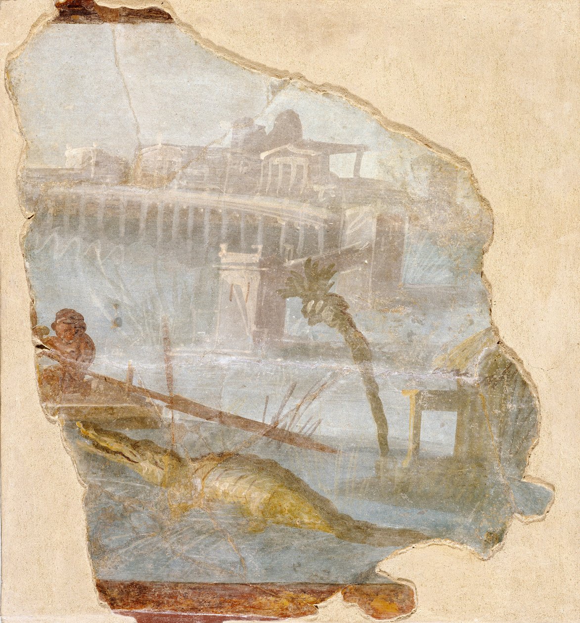 Fragmento de pared con un paisaje del Nilo de Unbekannt Unbekannt