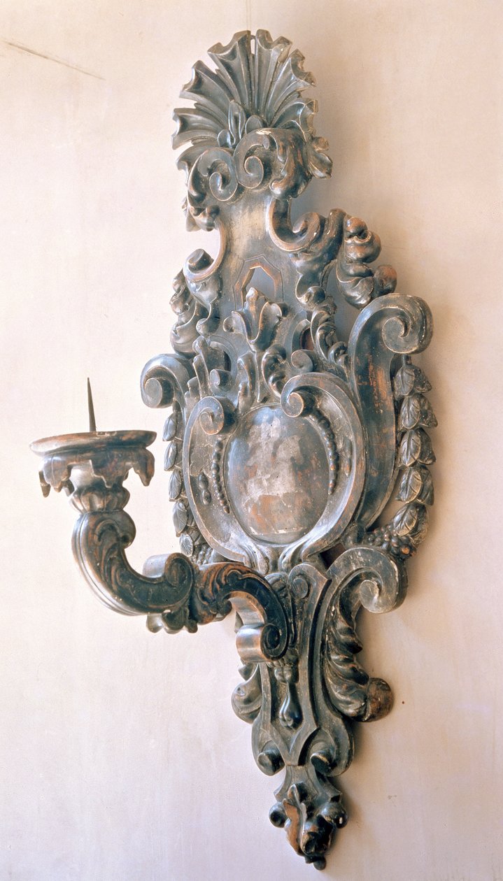 Candelabro de pared tallado y pintado en pino de Unbekannt Unbekannt