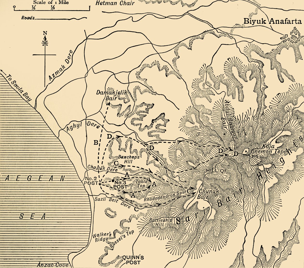 Avance de ANZAC, península de Gallipoli, Primera Guerra Mundial, 1915 de Unbekannt