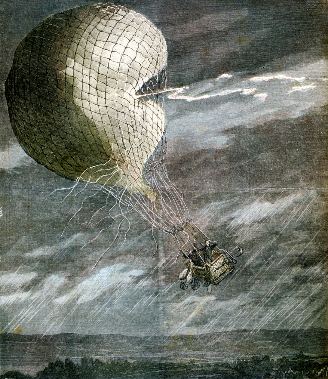 Un globo alcanzado por un rayo cerca de Chicago, Illinois, EE.UU., 1891 de Unbekannt