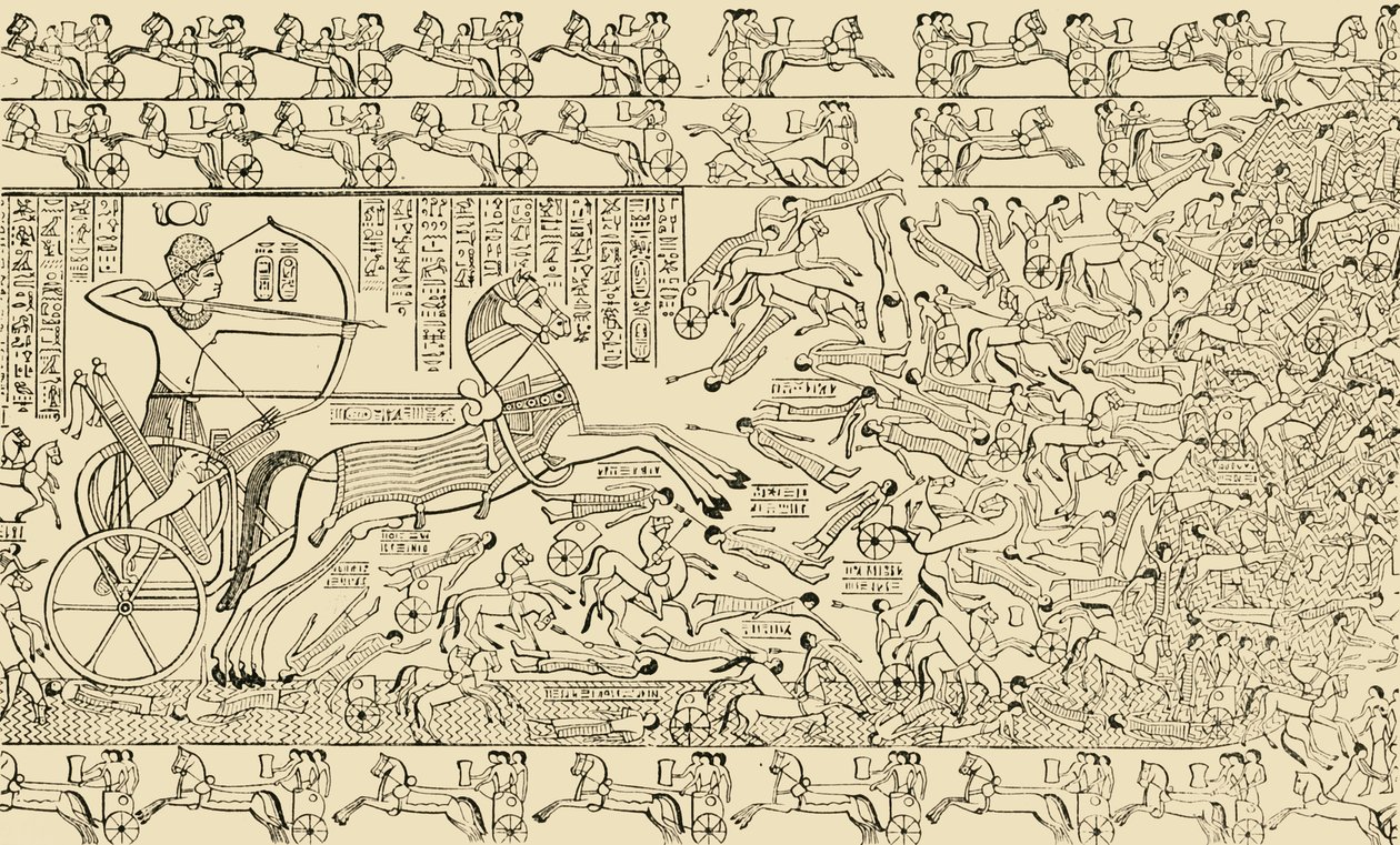 Escena de batalla del Rameseum en Tebas, 1890 de Unbekannt