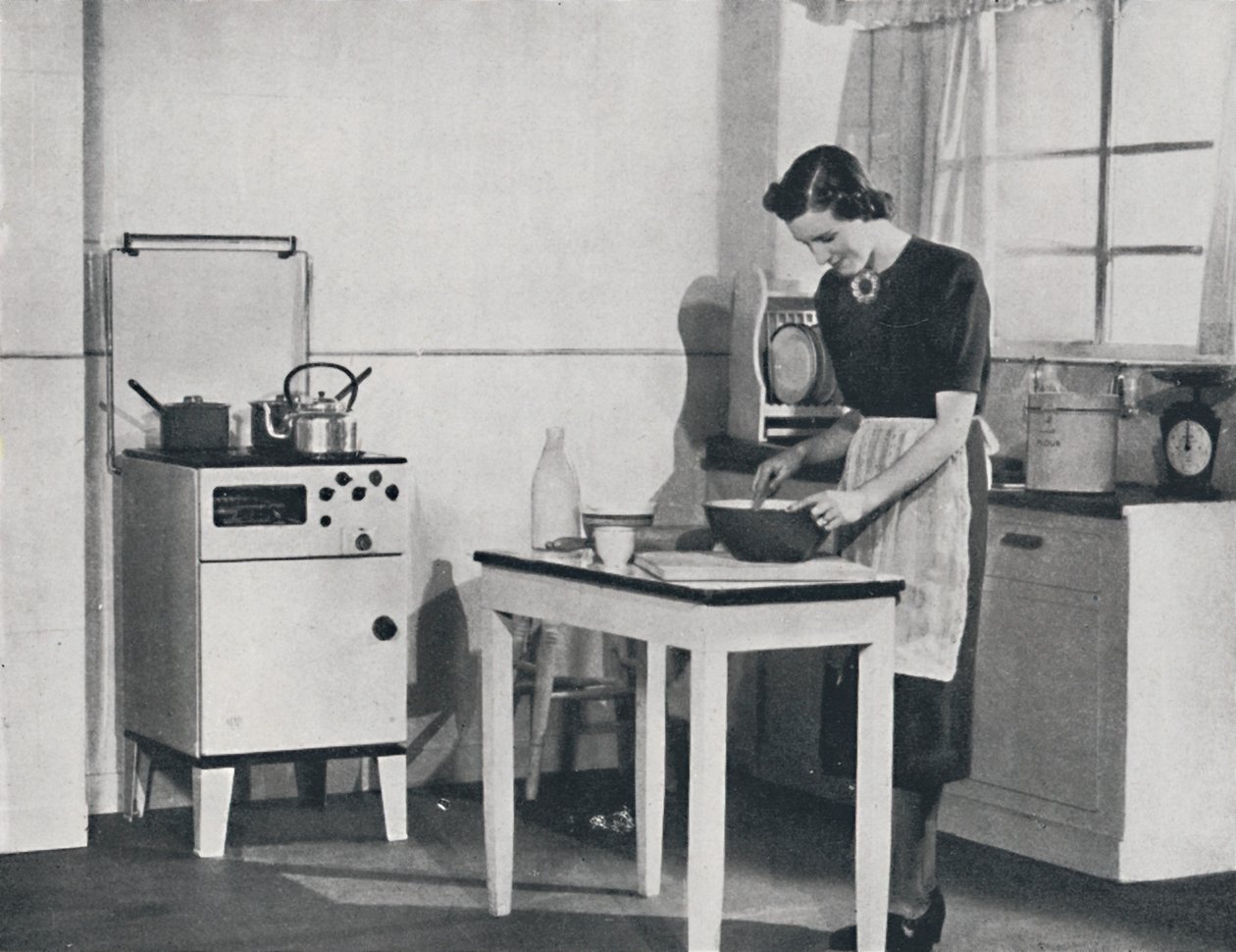 Una cocina británica equipada con una cocina de gas de gabinete, 1942 de Unbekannt