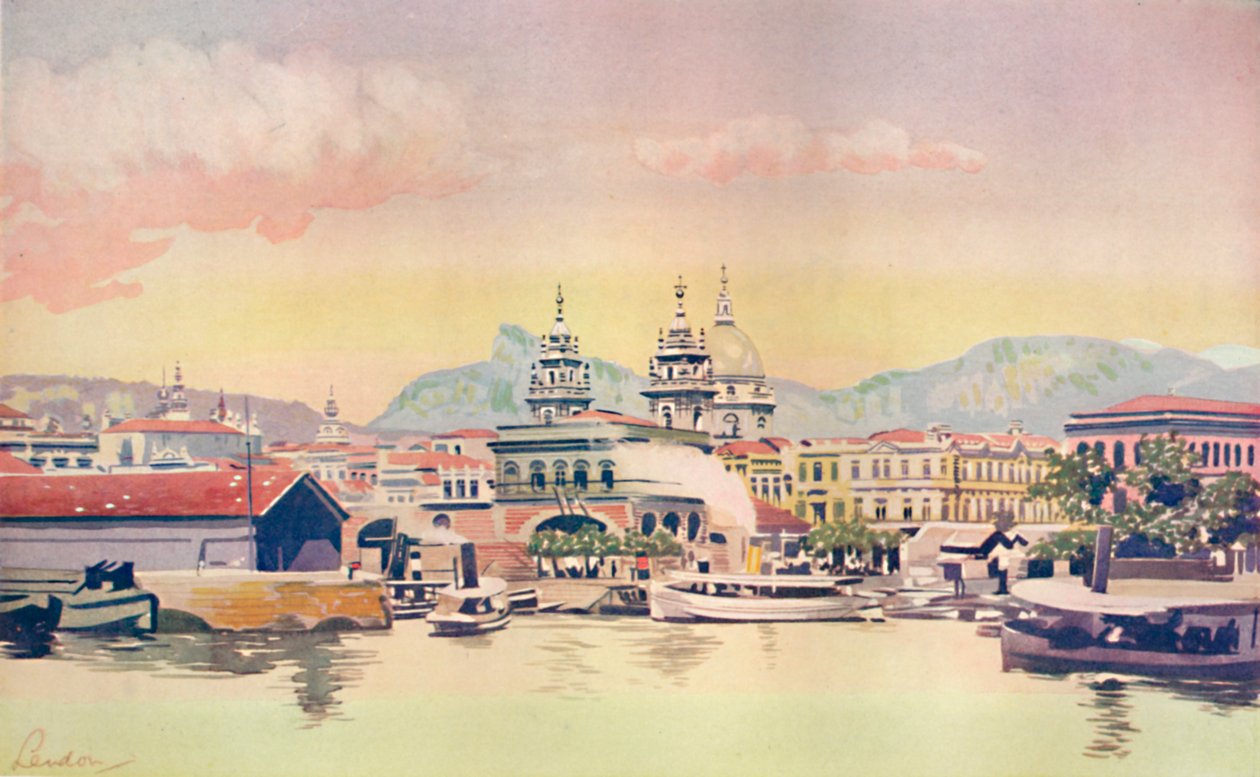 Un rincón del muelle de aduanas de Río, 1914 de Unbekannt