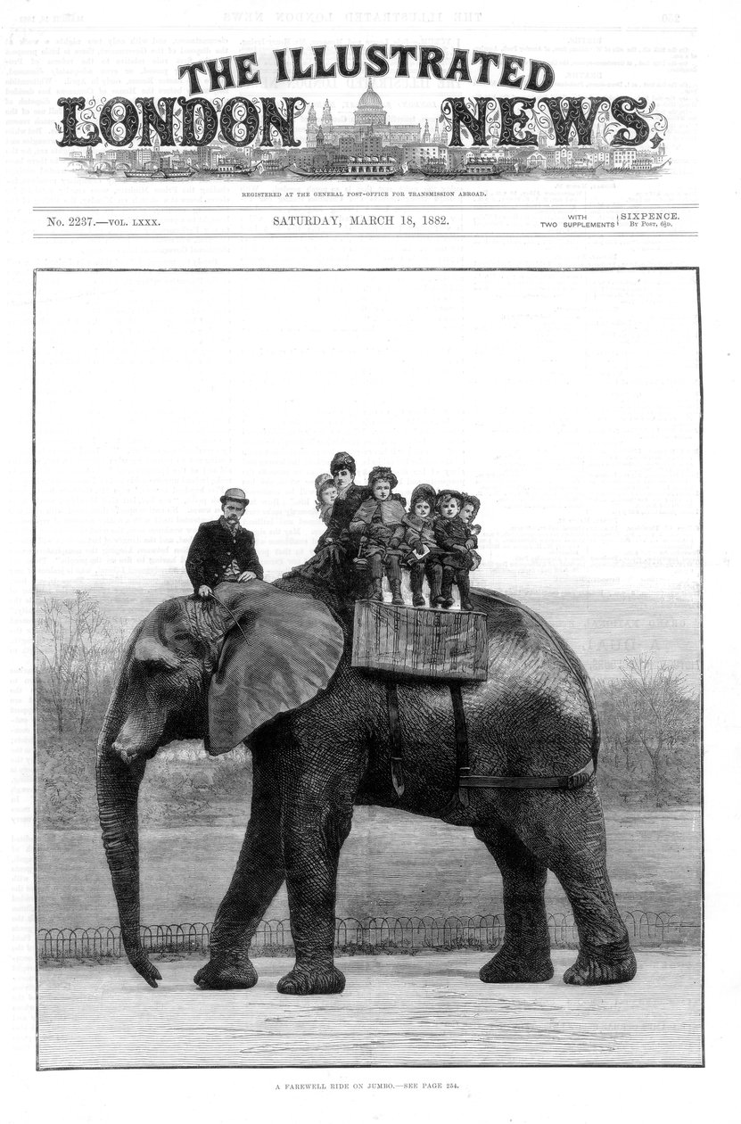 Un paseo de despedida en Jumbo, Zoológico de Londres, 1882 de Unbekannt