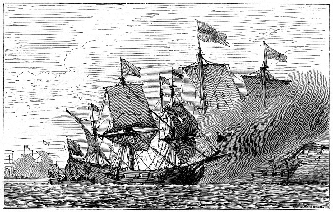 Un barco de fuego francés brulot, siglo XVIII, 1898 de Unbekannt