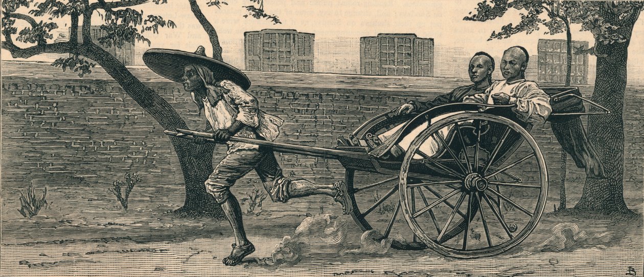 Un Jinriksha, o carro de mano chino, c1883 de Unbekannt