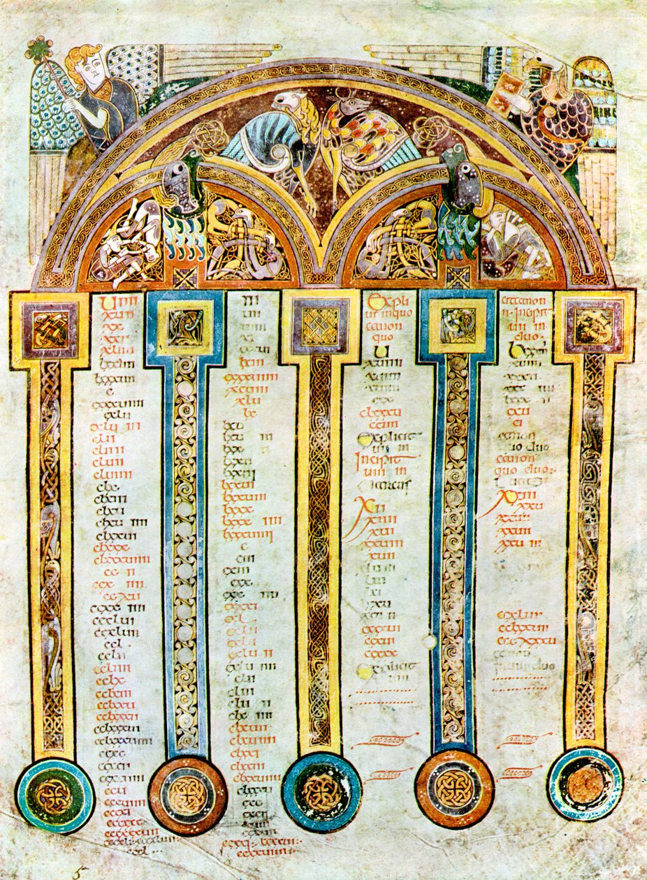 Una página de los Cánones Eusebianos, c800 AD, siglo XX de Unbekannt