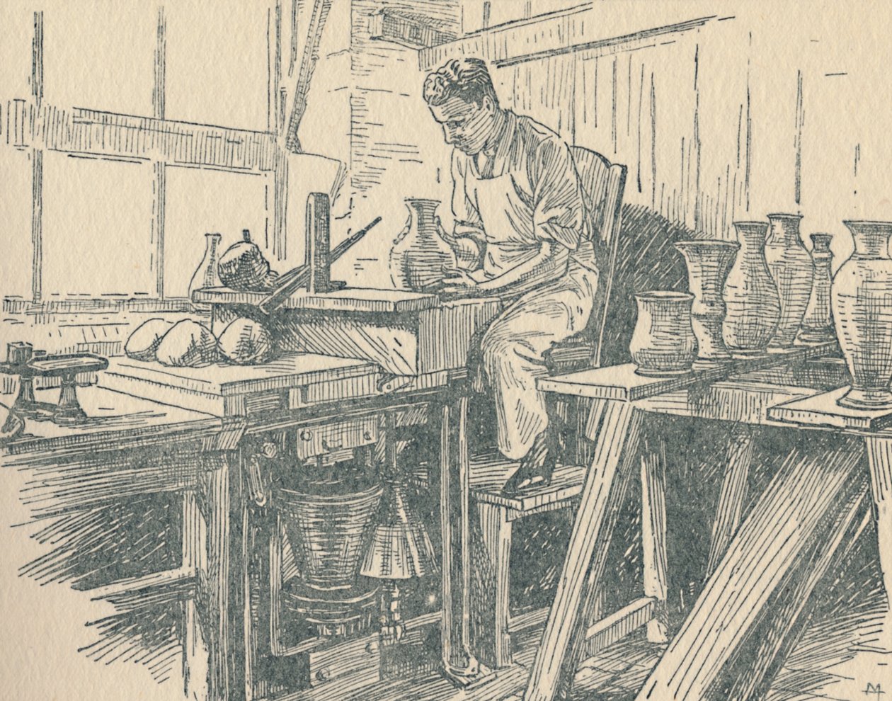 Un alfarero trabajando de Unbekannt