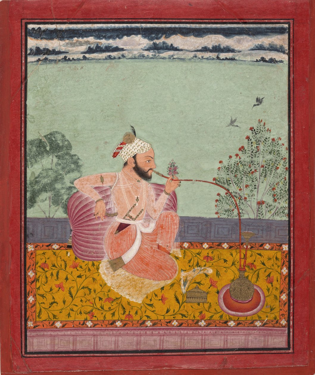 Un rey fumando un Hookah. Ciudad, 1690-1710, Museo Metropolitano de Unbekannt
