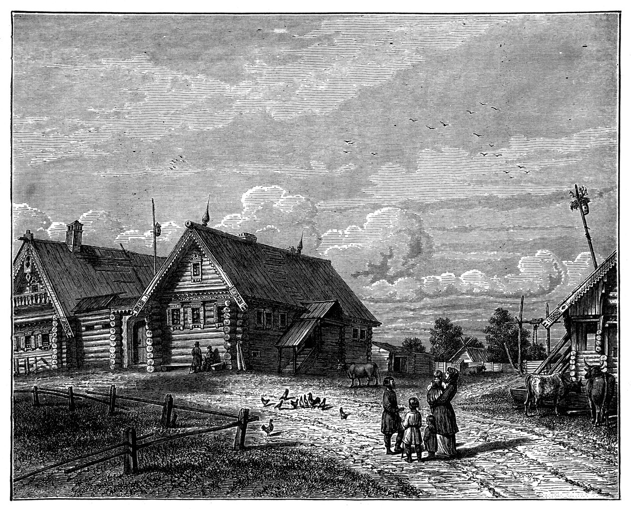 Un pueblo ruso en la zona agrícola del sur, c1890 de Unbekannt