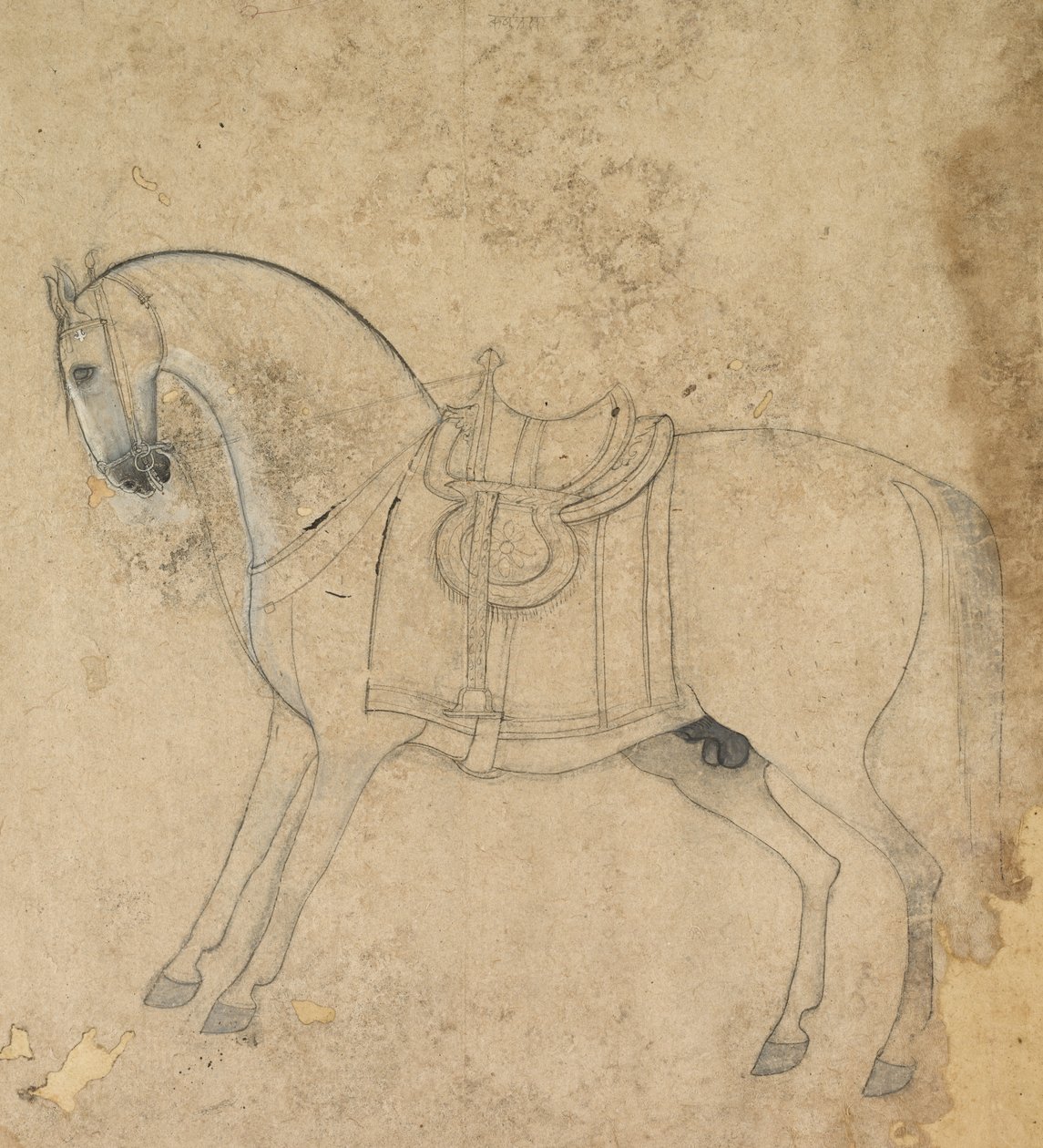 Un caballo ensillado, c. 1750 de Unbekannt