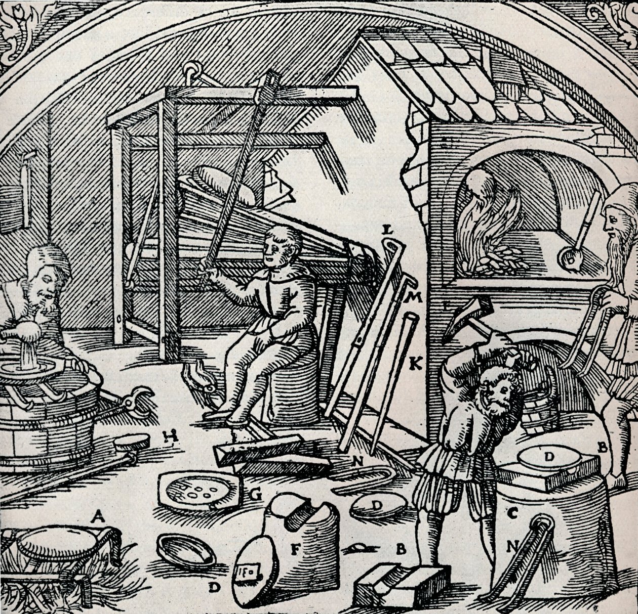 Una refinería de plata, 1556, 1917 de Unbekannt