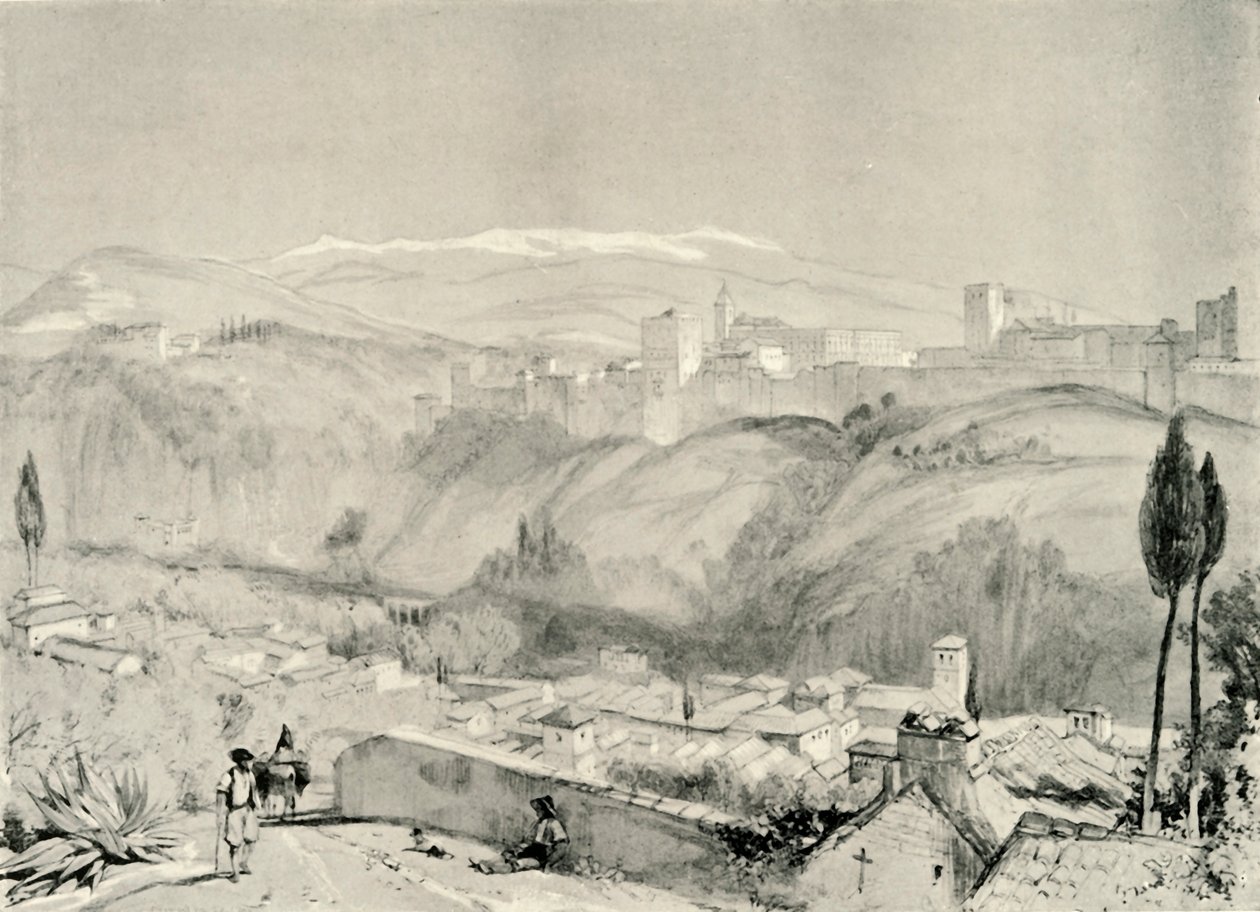 Vista de la Alhambra desde el Albaycín, siglo XIX, 1907 de Unbekannt