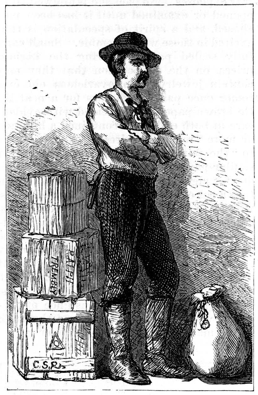 Un mensajero de Wells Fargo de su servicio de entrega exprés vía el Istmo de Panamá, 1875 de Unbekannt