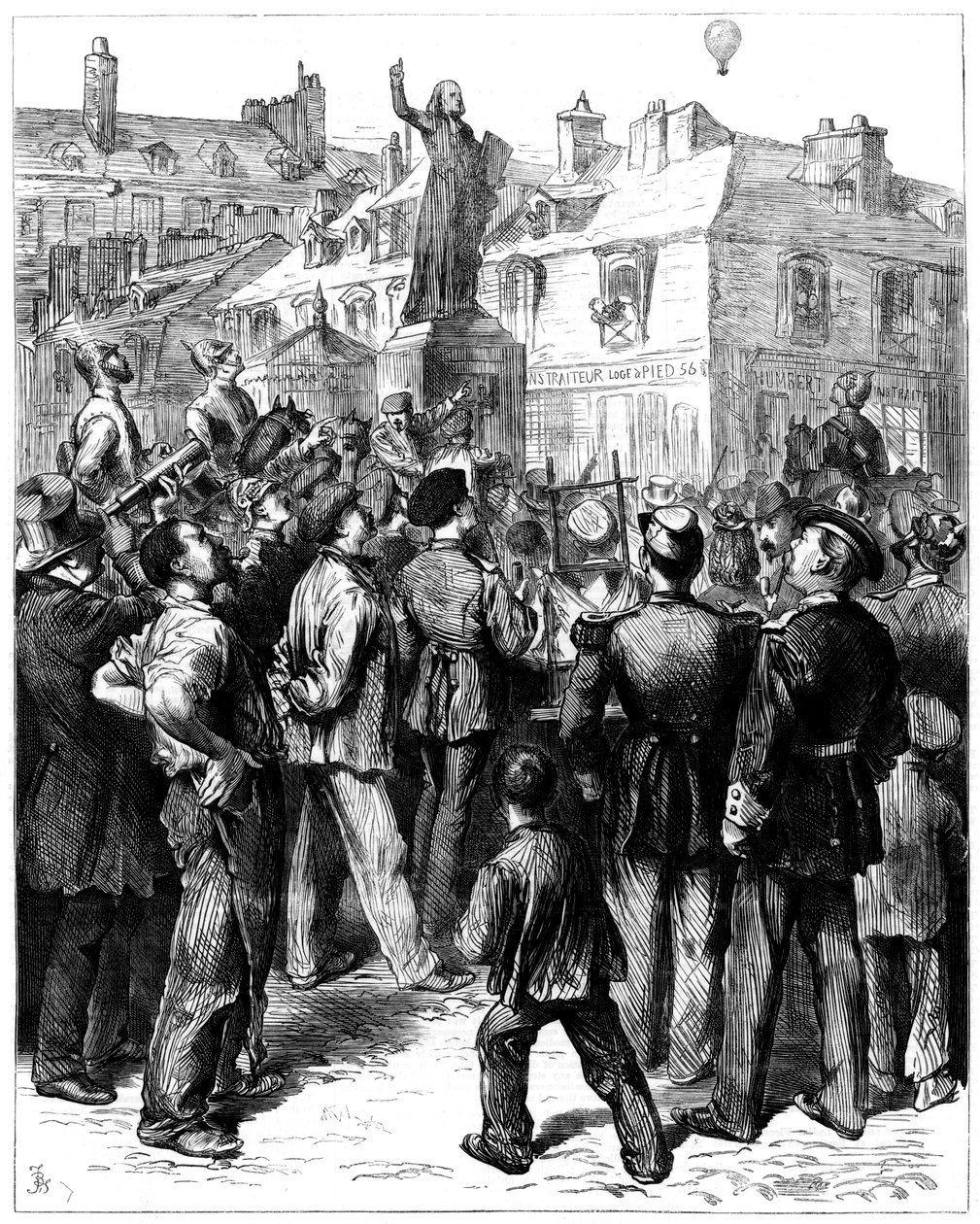 Un globo de París pasando sobre Versalles, Guerra Franco-Prusiana, 1870-1871 de Unbekannt
