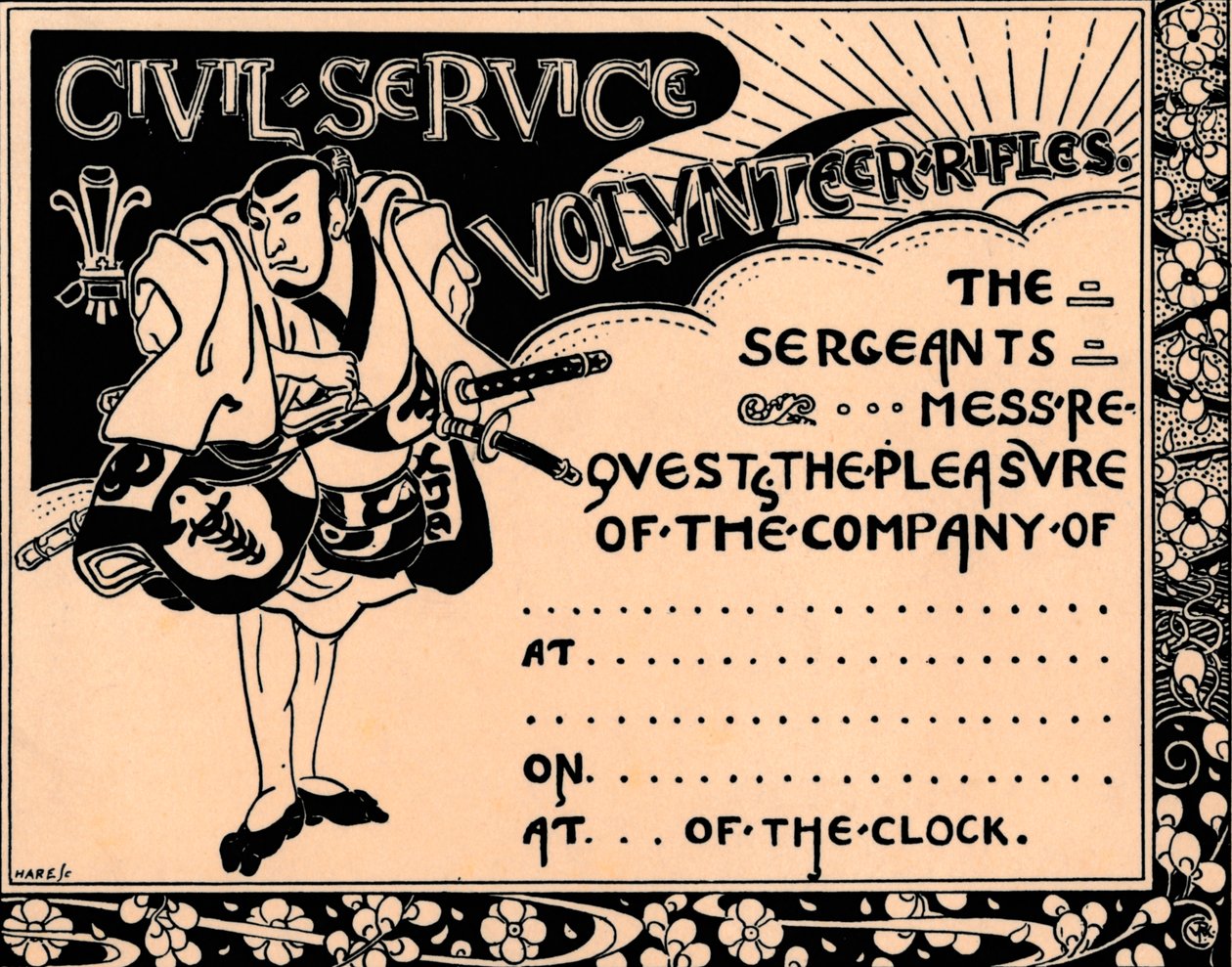 Una invitación en blanco a un evento de los Voluntarios del Servicio Civil, siglo XIX de Unbekannt